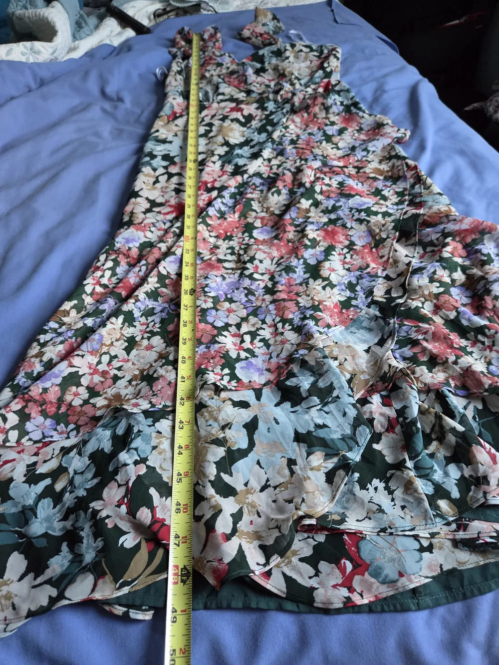 Lulu's Black Multi Floral Ruffle Wrap Maxi Dress - Picture 3 of 6